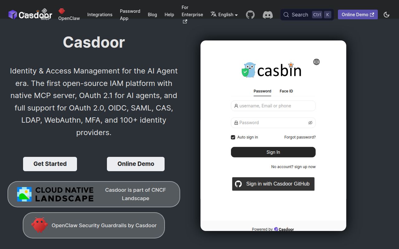 Screenshot of casdoor (casdoor.ai)