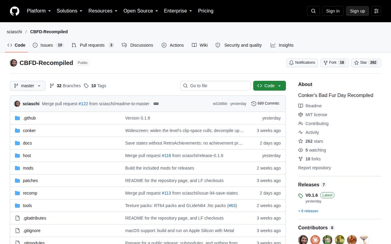 Screenshot of CBFD-Recompiled (github.com/sciaschi/CBFD-Recompiled)