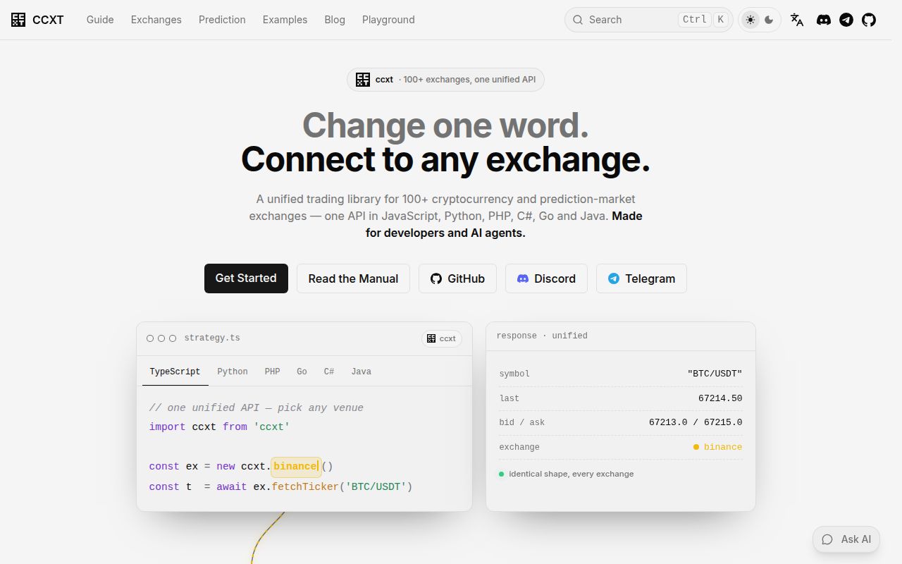 Screenshot of ccxt (docs.ccxt.com)