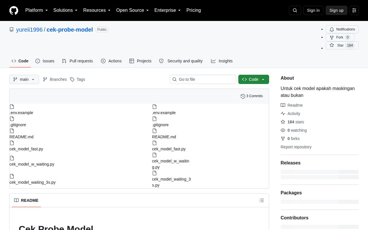 Screenshot of cek-probe-model (github.com/yureii1996/cek-probe-model)