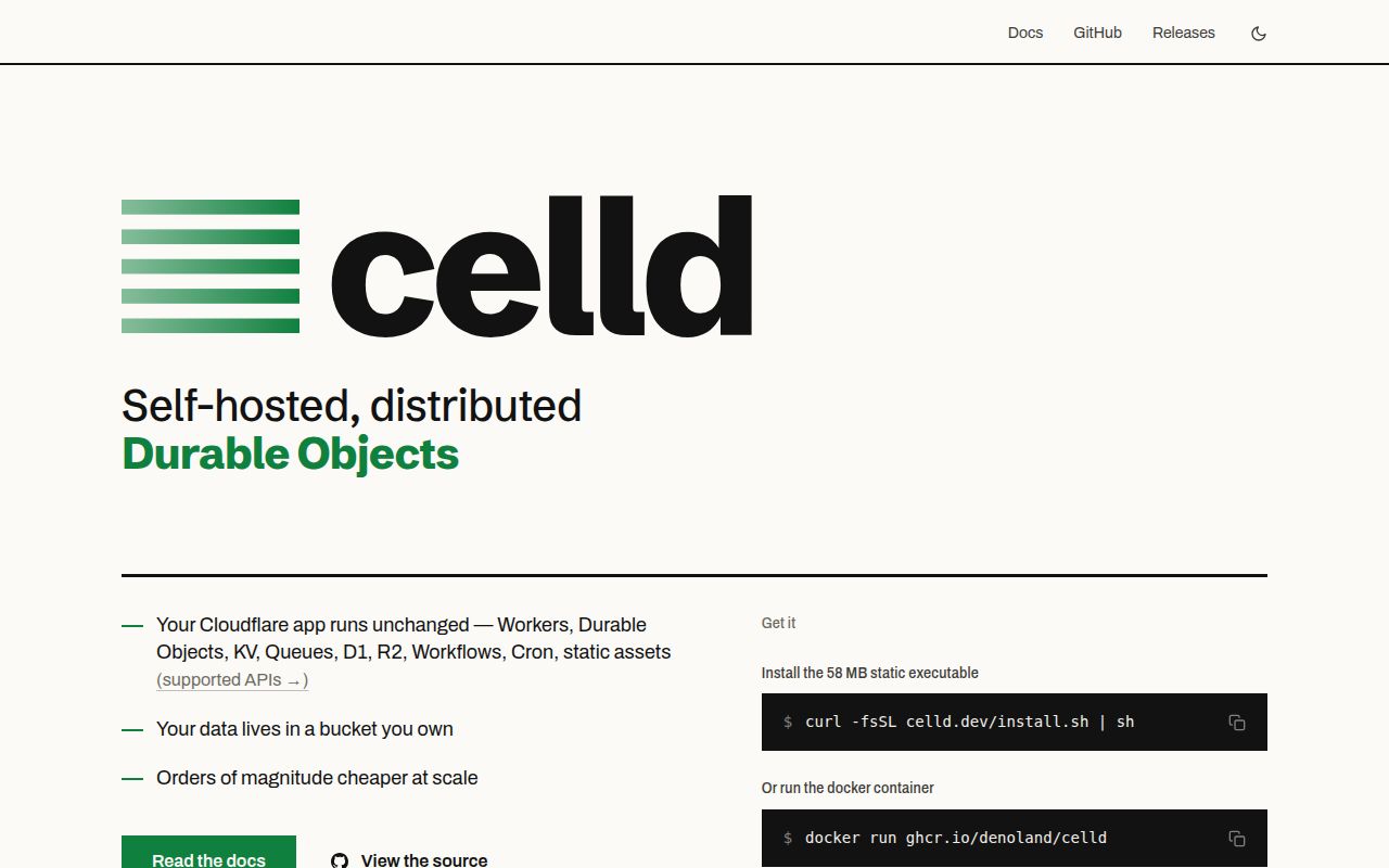 Screenshot of celld (celld.dev)