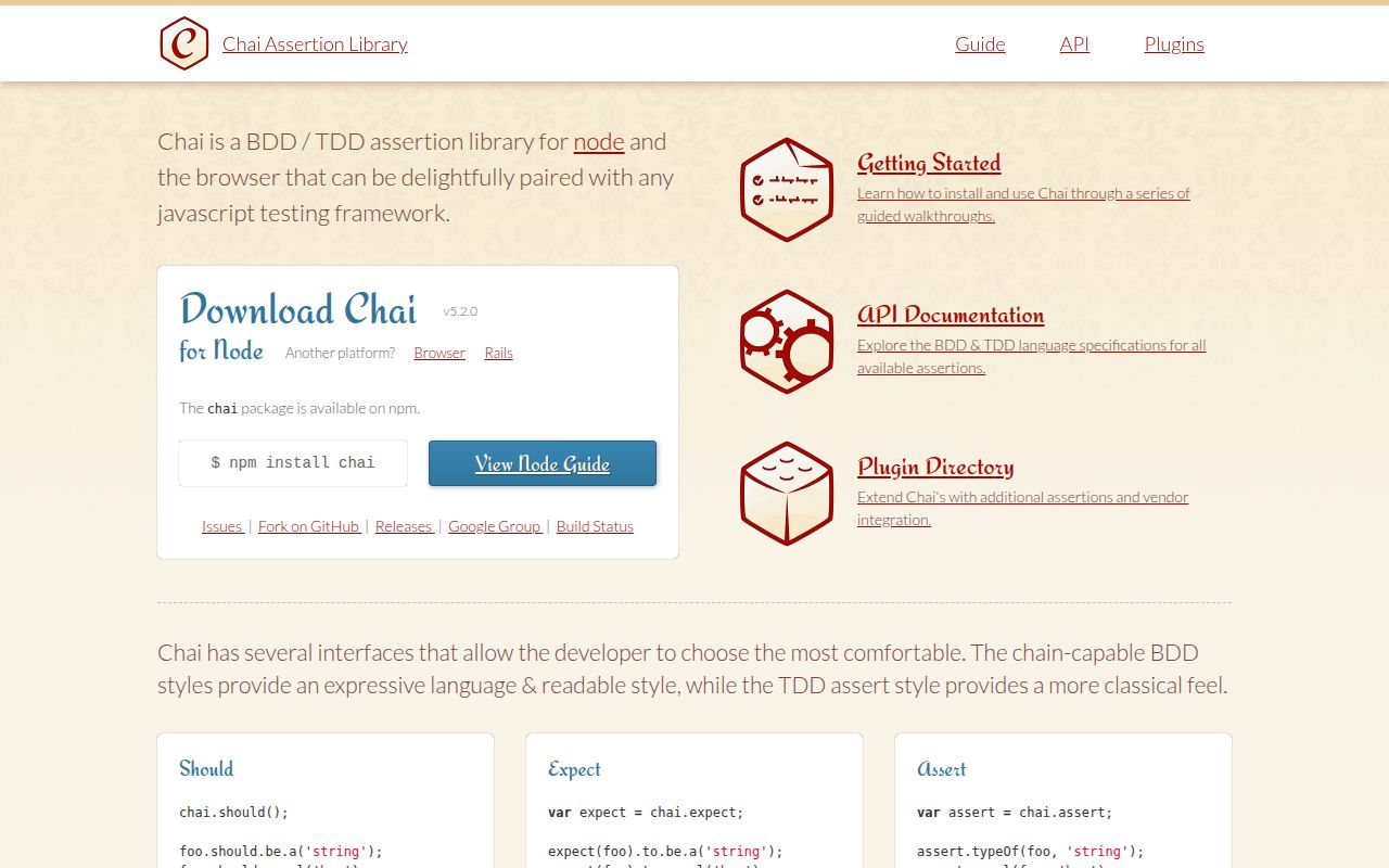 Screenshot of chai documentation