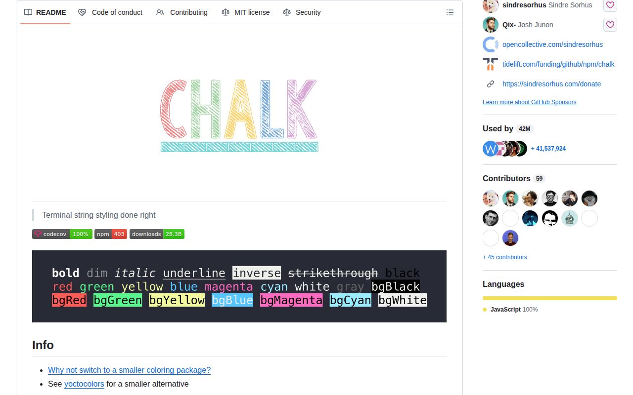 Screenshot of chalk documentation