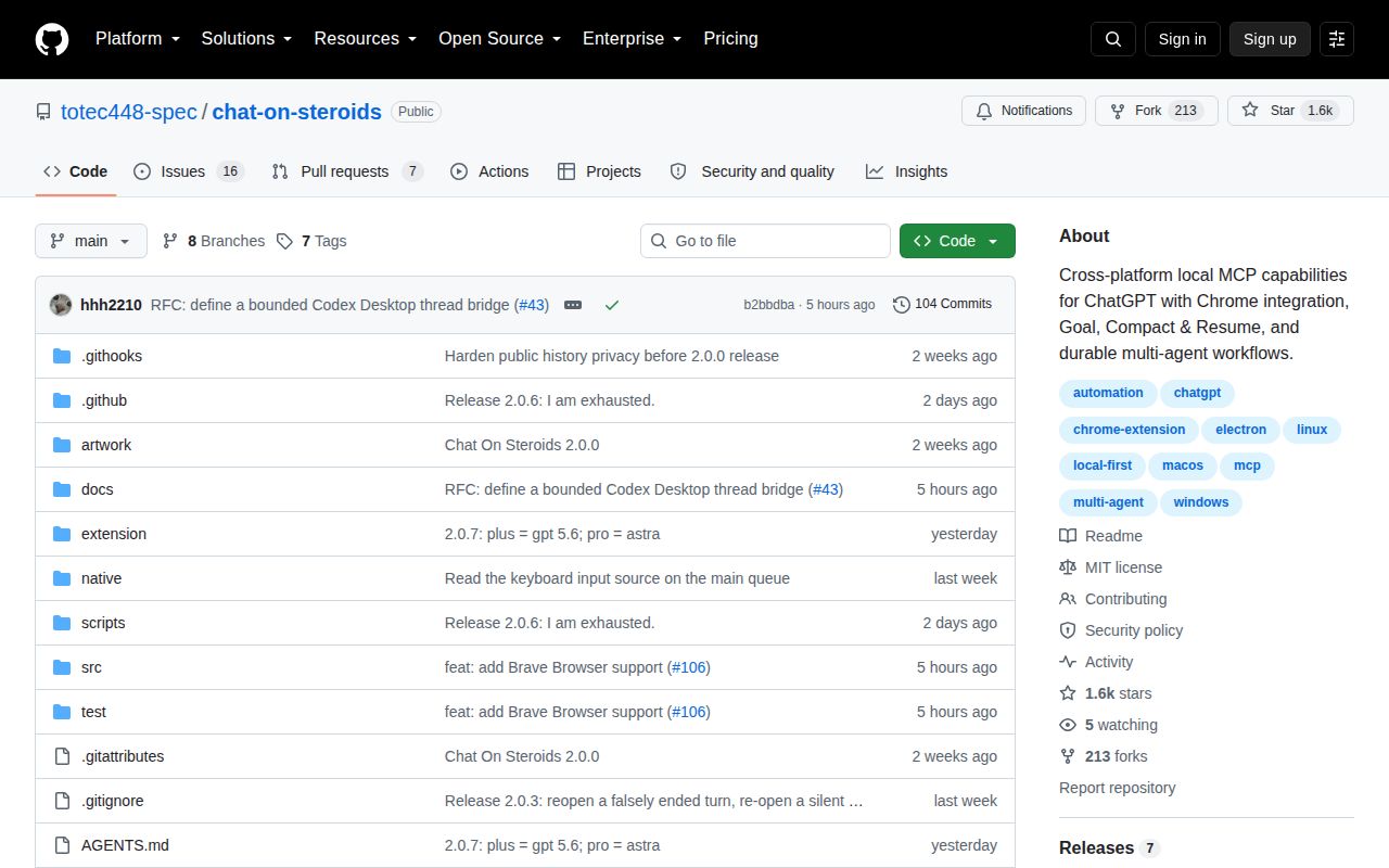 Screenshot of chat-on-steroids (github.com/totec448-spec/chat-on-steroids)