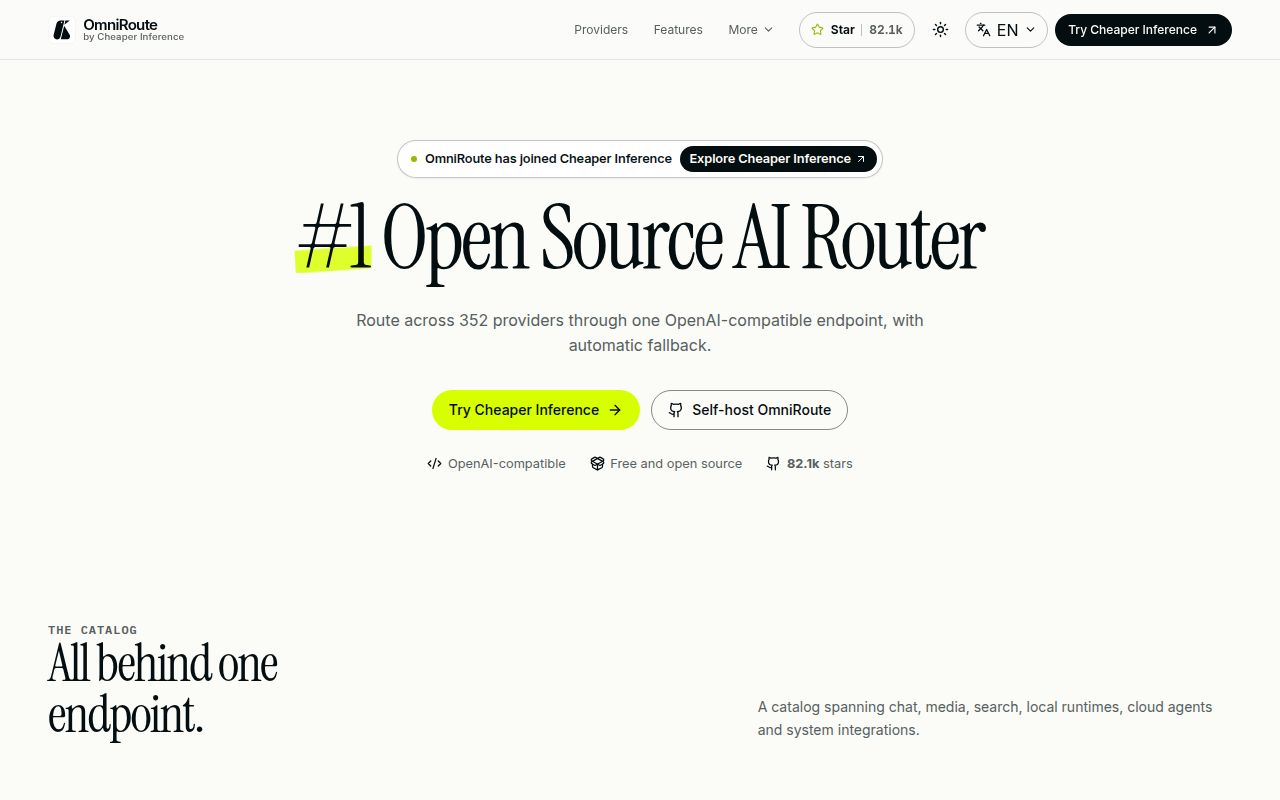 Screenshot of OmniRoute (omniroute.online)
