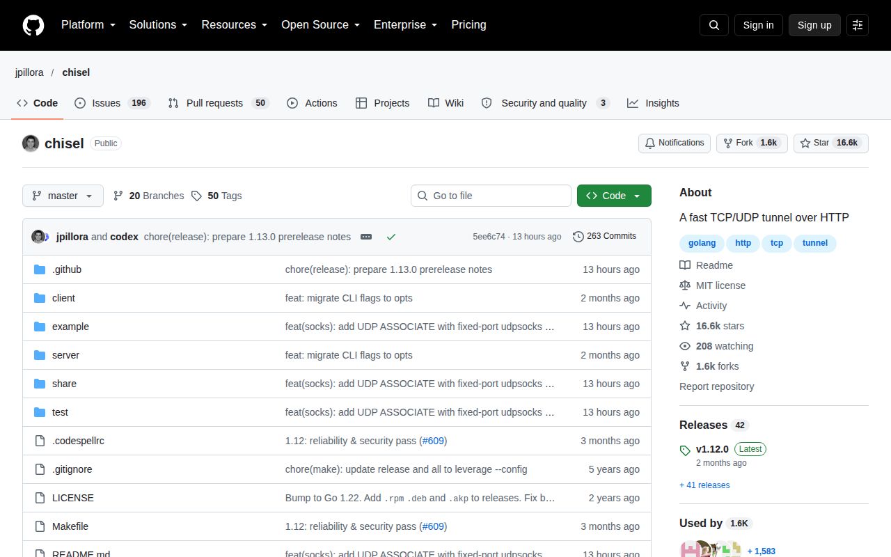 Screenshot of chisel (github.com/jpillora/chisel)