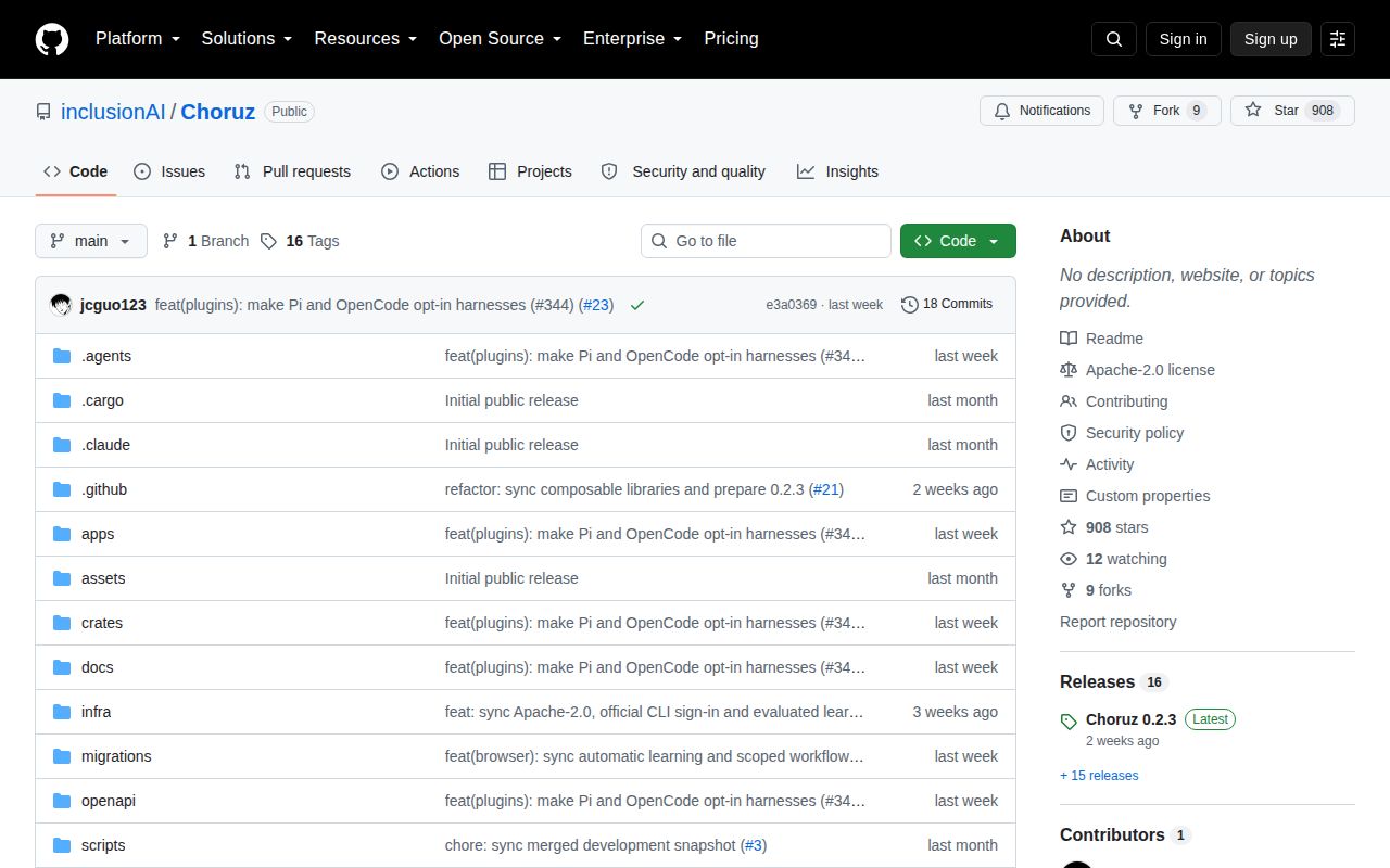 Screenshot of Choruz (github.com/inclusionAI/Choruz)