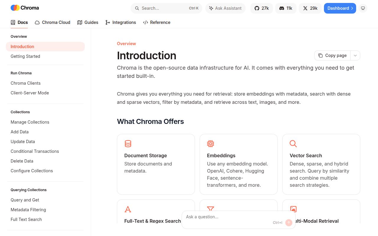Screenshot of chromadb documentation
