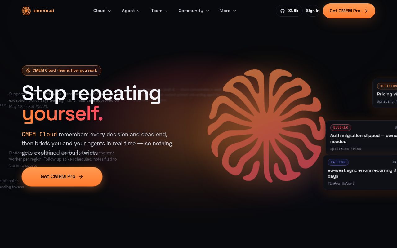 Screenshot of claude-mem (claude-mem.ai)
