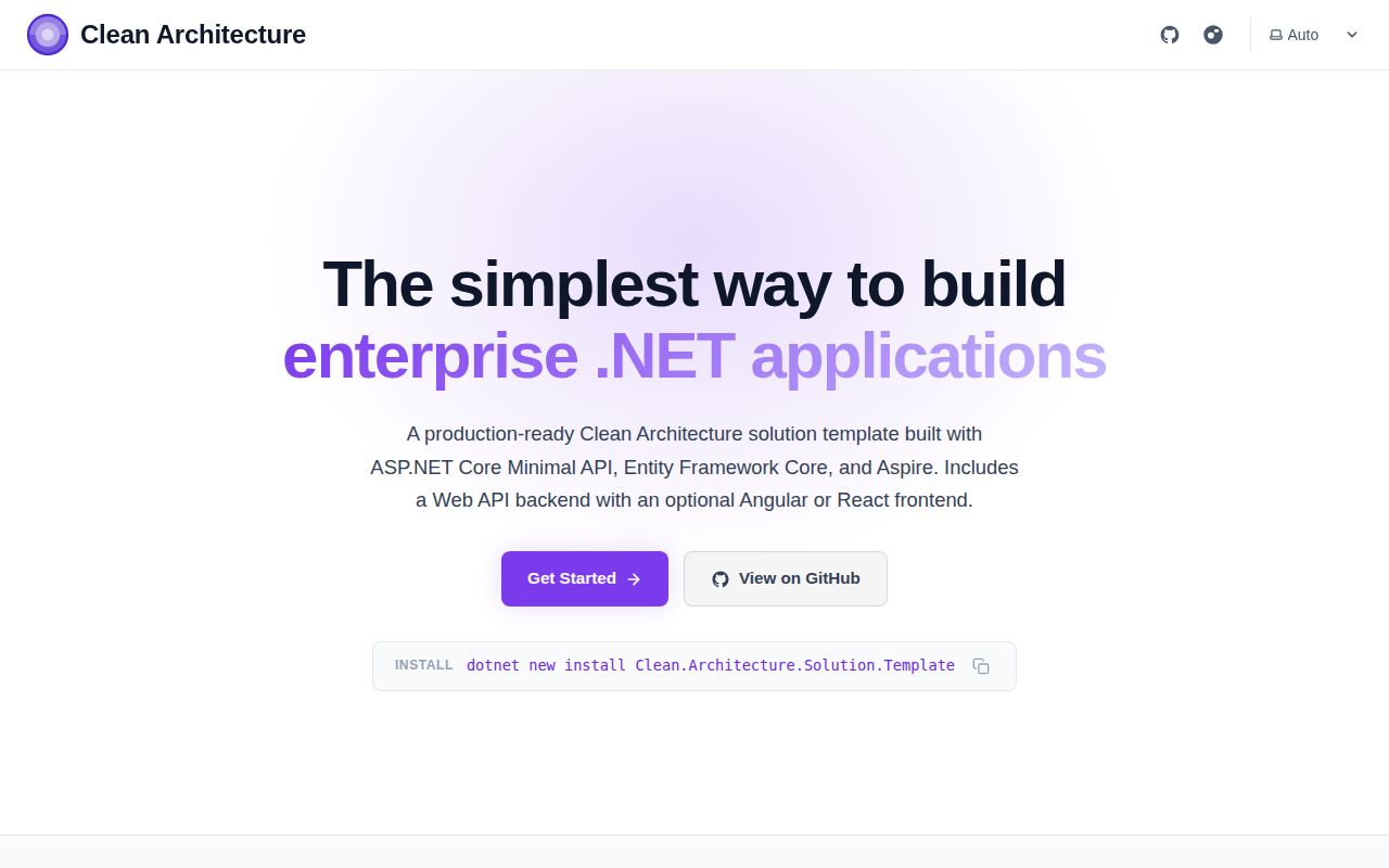 Screenshot of CleanArchitecture (cleanarchitecture.jasontaylor.dev)
