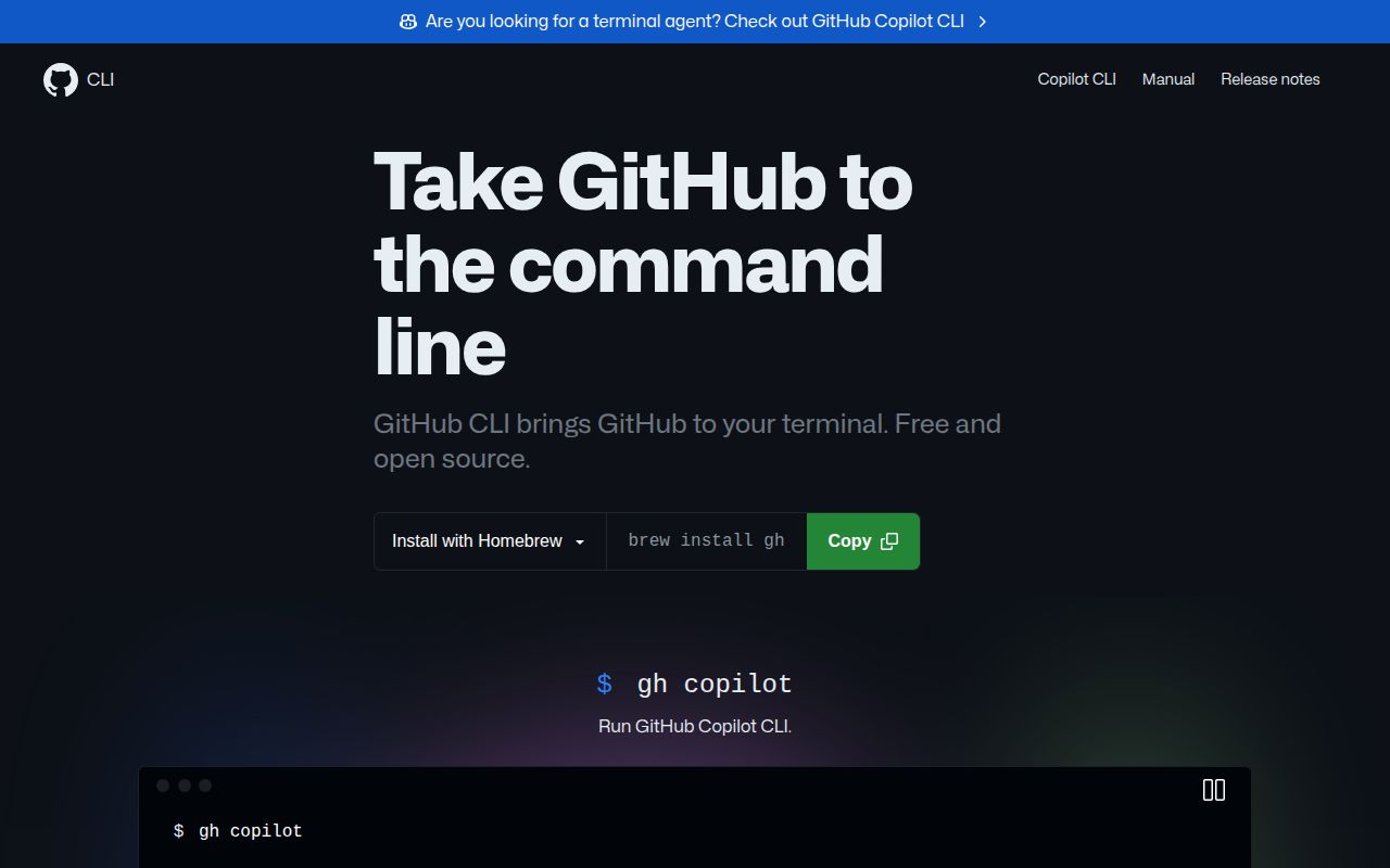 Screenshot of cli (cli.github.com)