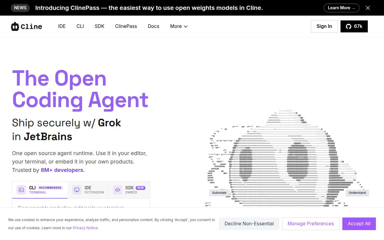 Screenshot of cline (cline.bot)