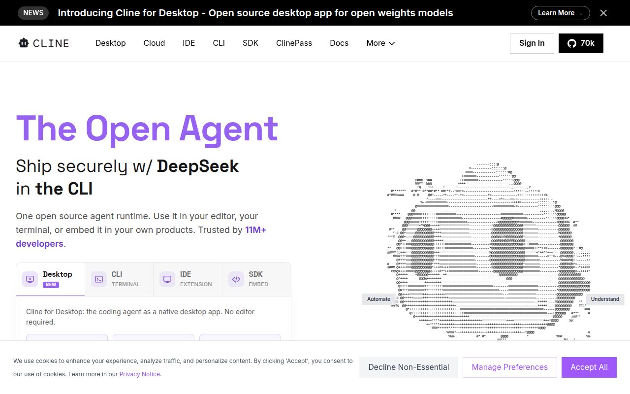 Screenshot of cline (cline.bot)