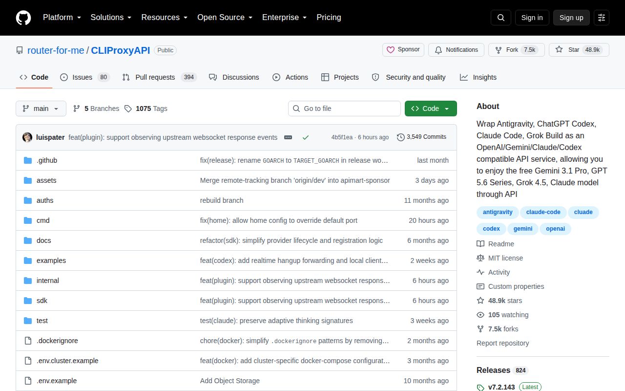Screenshot of CLIProxyAPI (github.com/router-for-me/CLIProxyAPI)