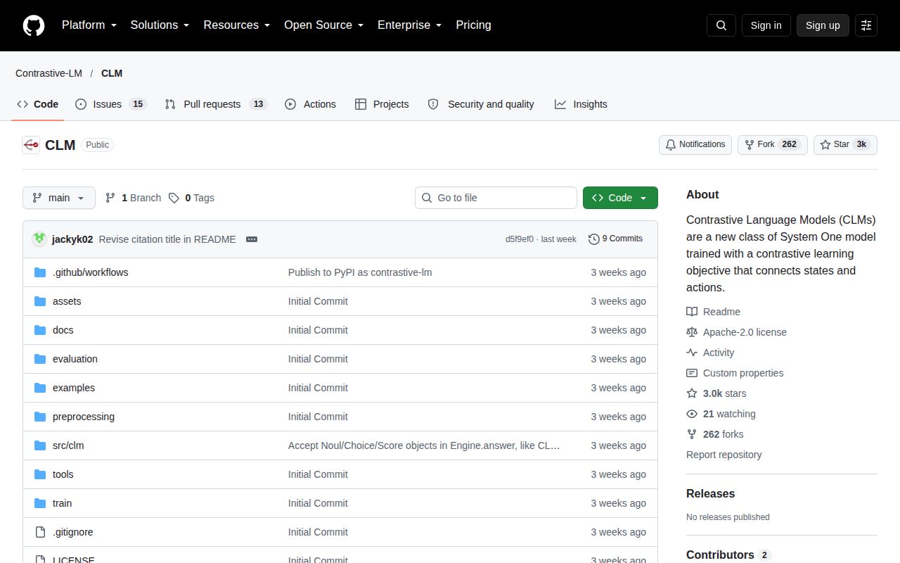 Screenshot of CLM (github.com/Contrastive-LM/CLM)