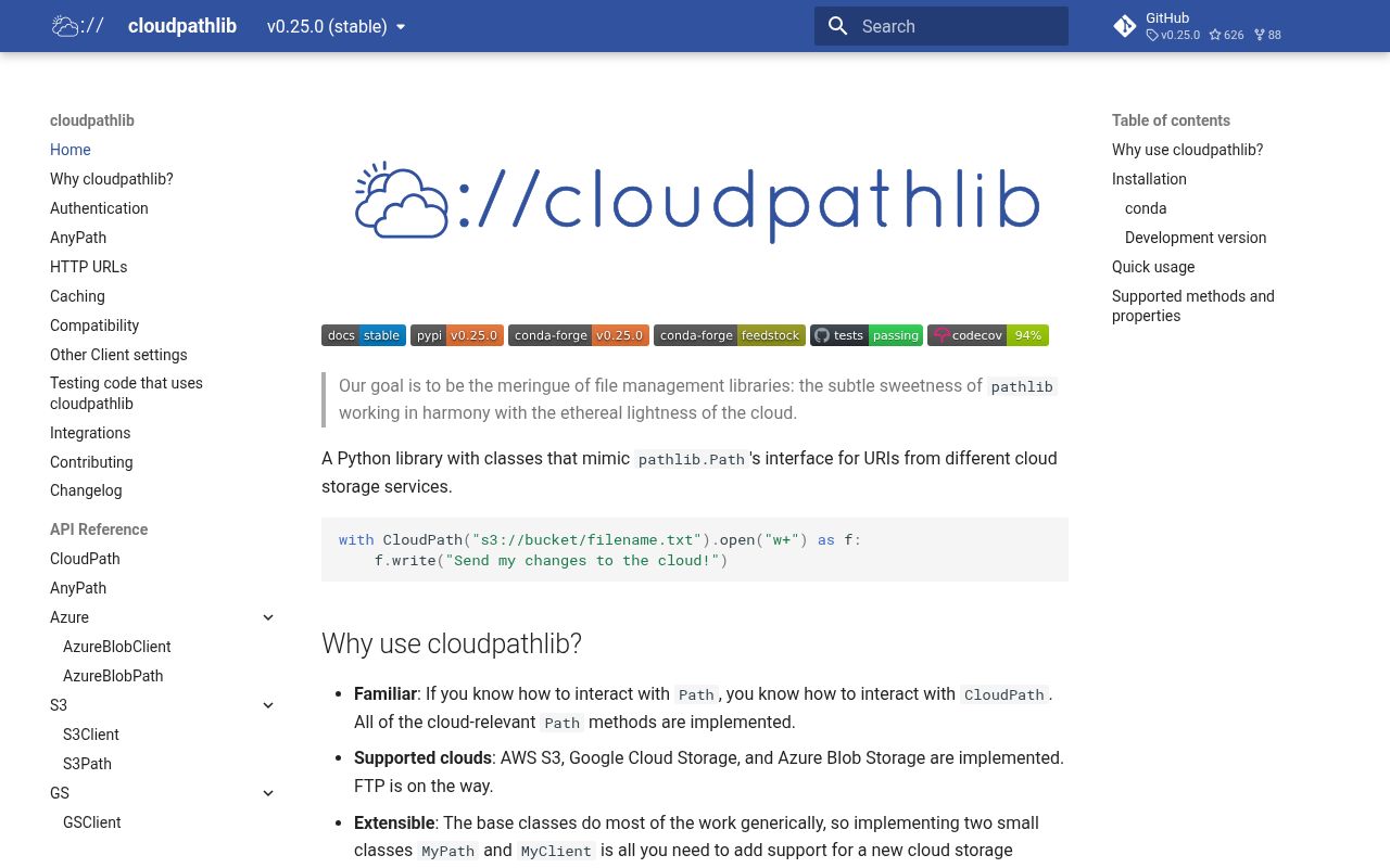 Screenshot of cloudpathlib documentation