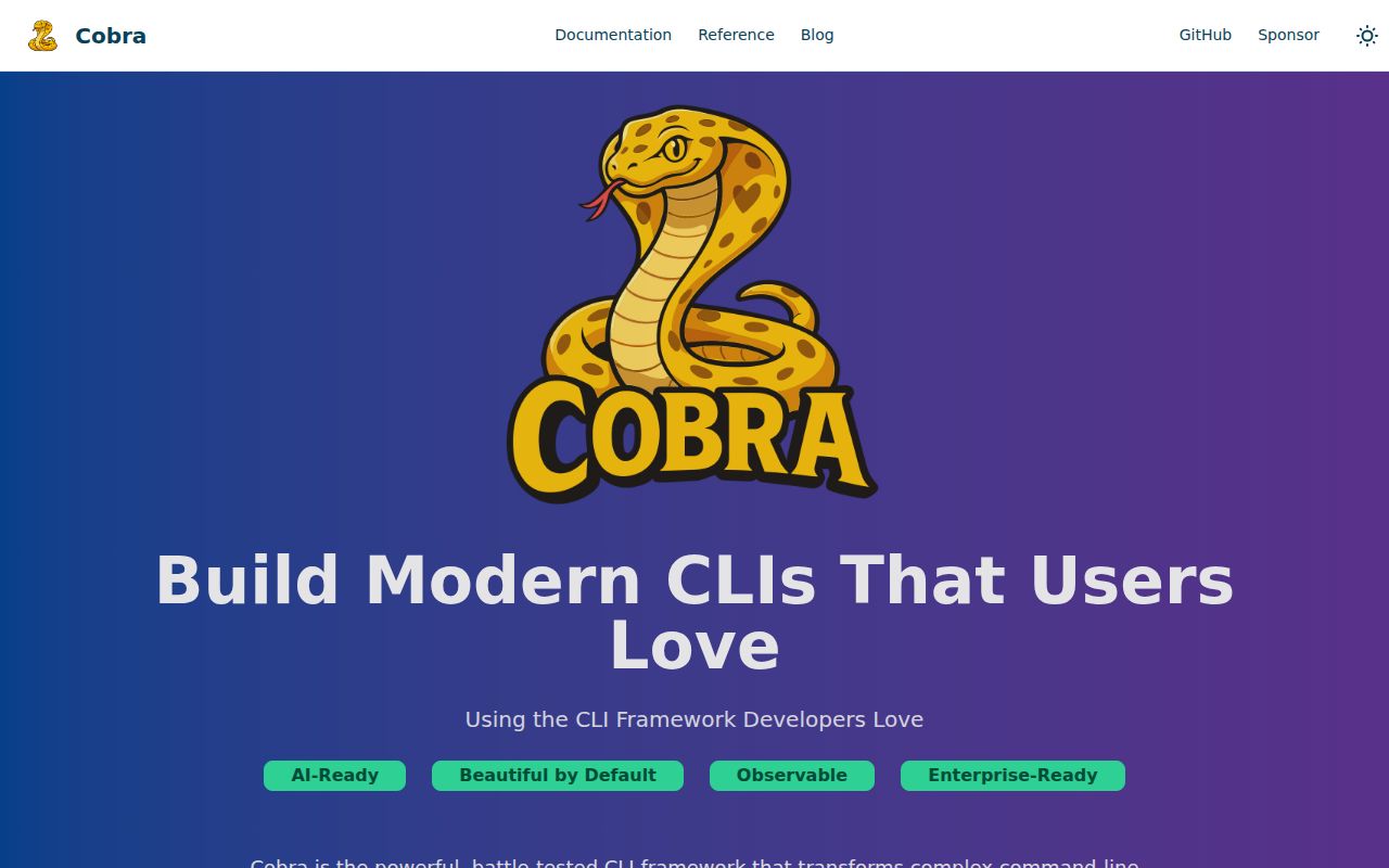 Screenshot of cobra (cobra.dev)