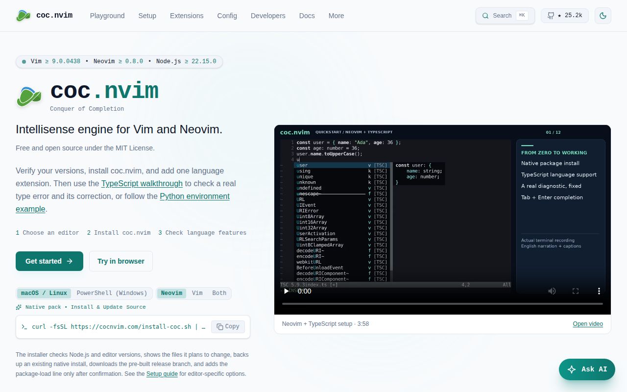 Screenshot of coc.nvim (cocnvim.com)
