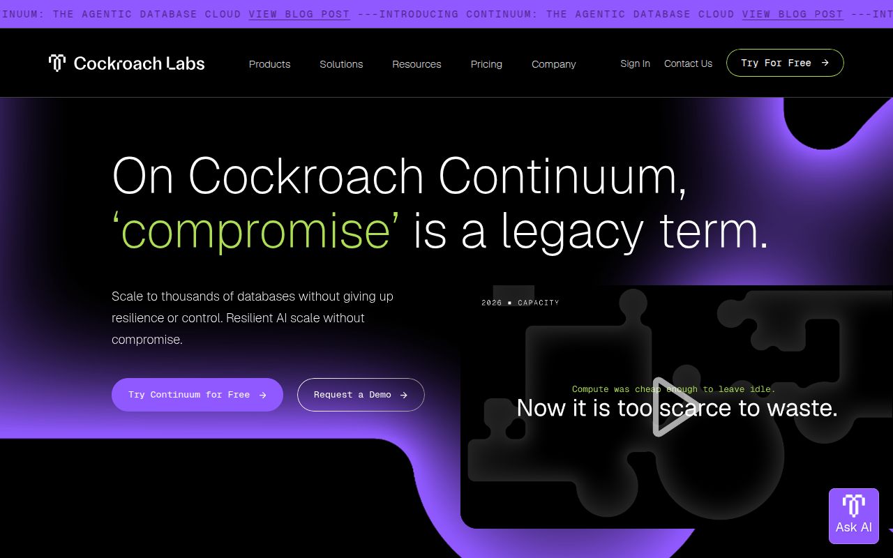 Screenshot of cockroach (www.cockroachlabs.com)