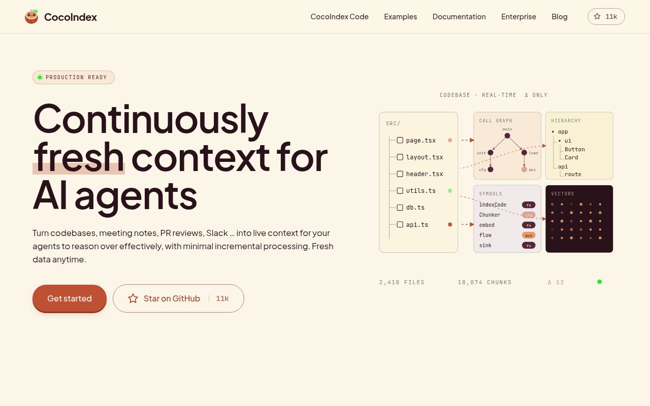 Screenshot of cocoindex (cocoindex.io)