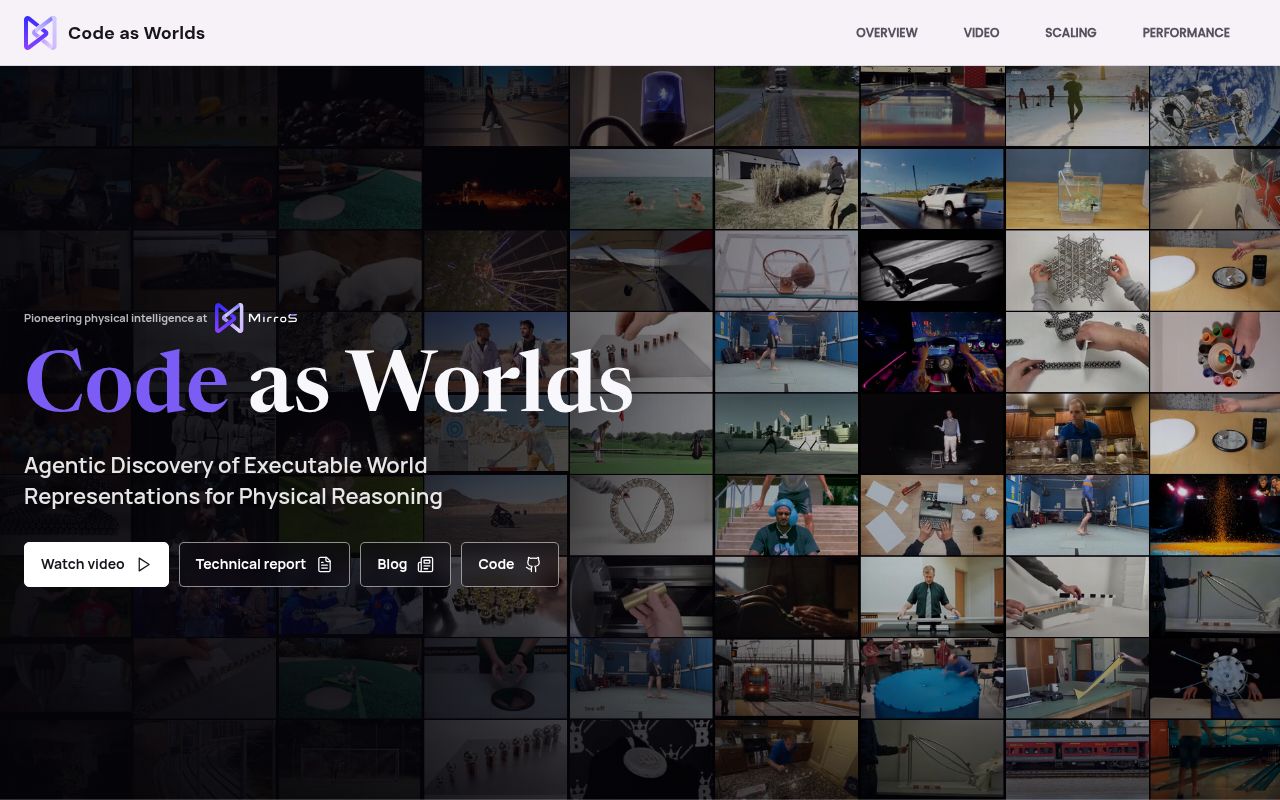 Screenshot of Code-as-World (mirros-lab.github.io/code-as-world)