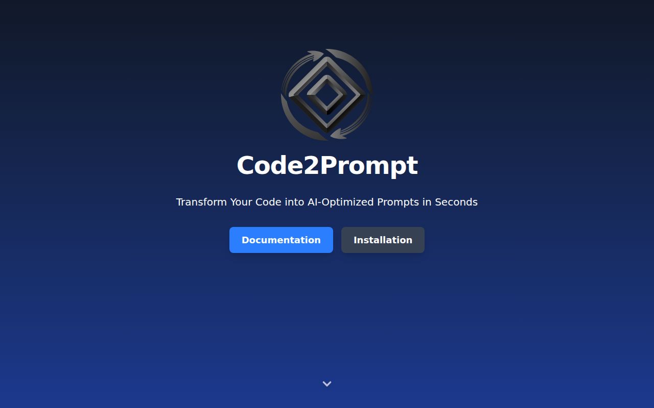 Screenshot of code2prompt (code2prompt.dev)