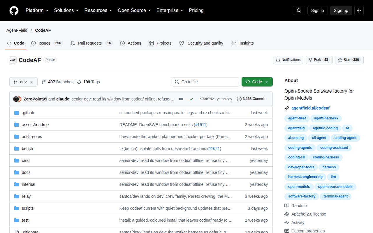 Screenshot of CodeAF (github.com/Agent-Field/CodeAF)