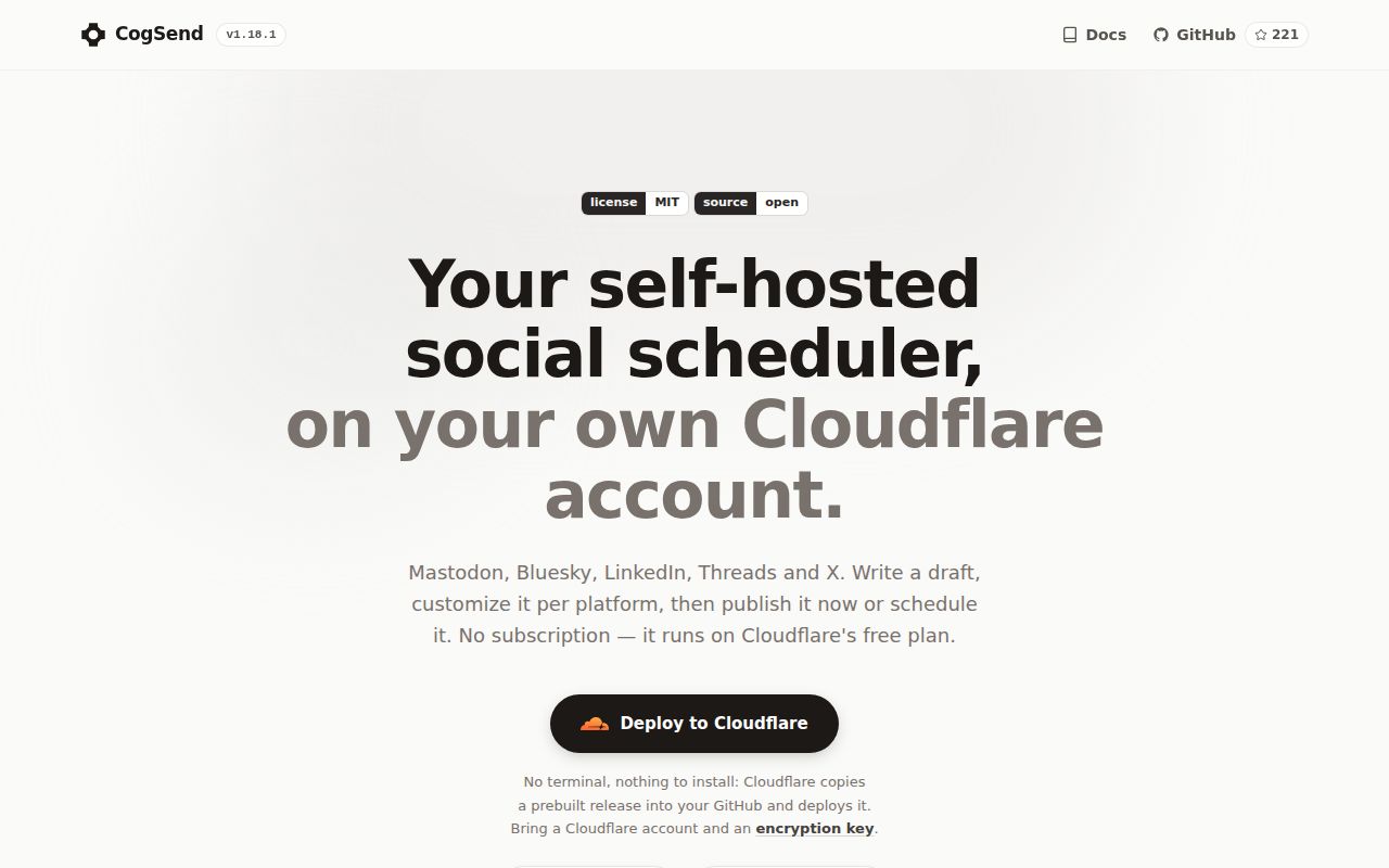 Screenshot of cogsend (cogsend.com)