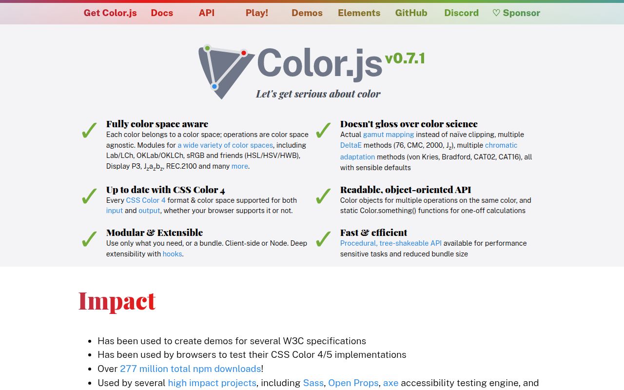 Screenshot of colorjs.io documentation