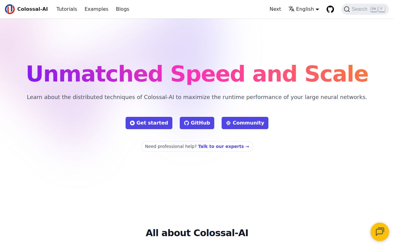 Screenshot of ColossalAI (www.colossalai.org)