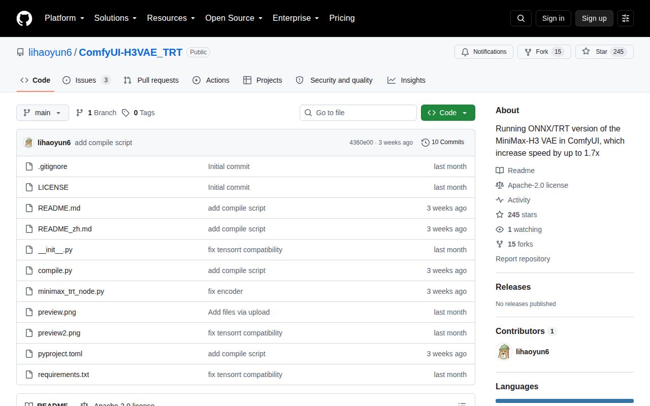 Screenshot of ComfyUI-H3VAE_TRT (github.com/lihaoyun6/ComfyUI-H3VAE_TRT)