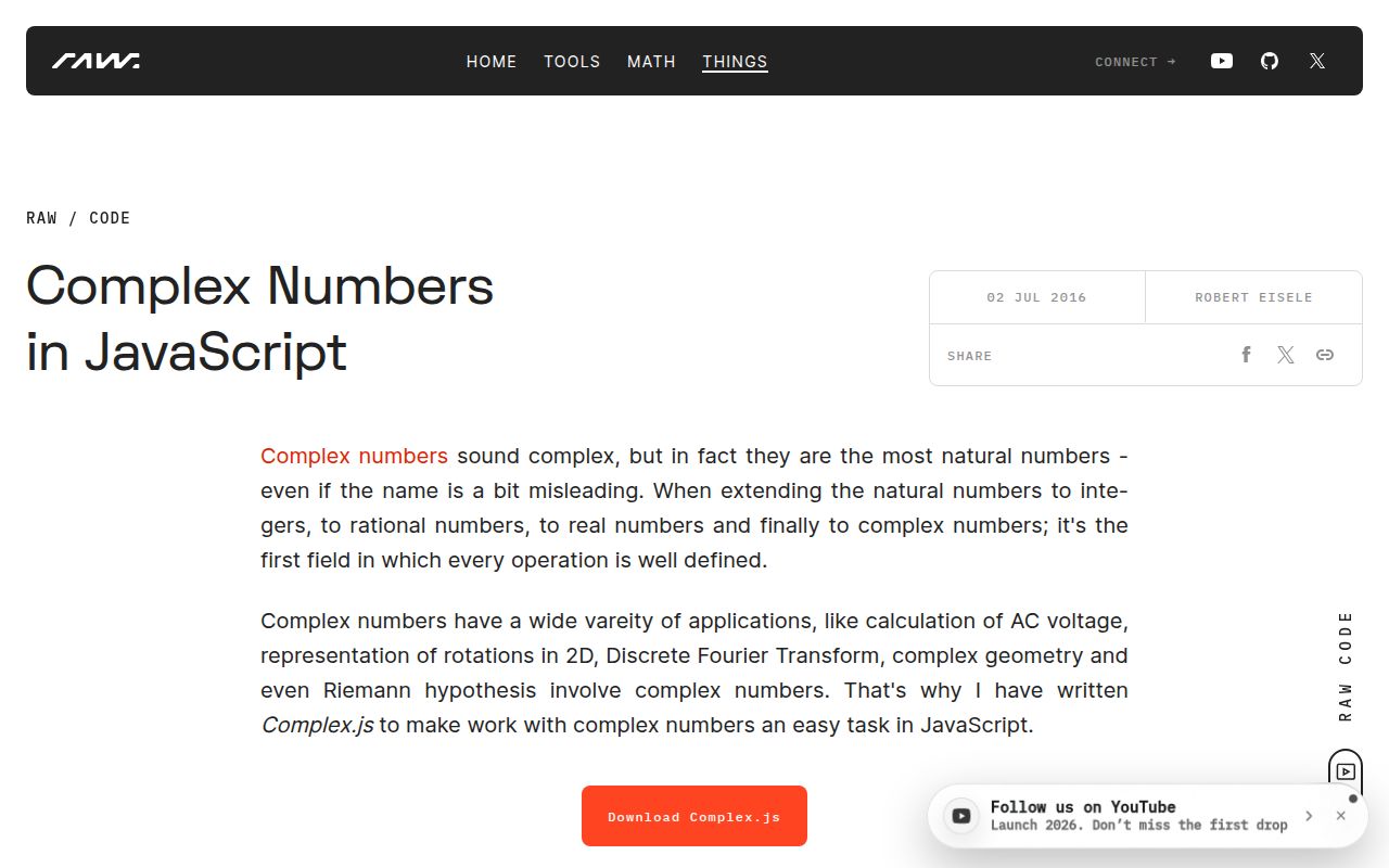 Screenshot of complex.js documentation