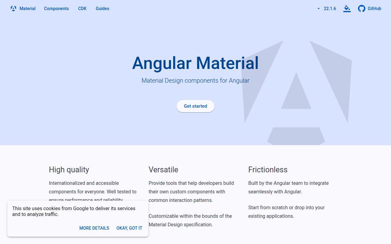 Screenshot of components (material.angular.dev)