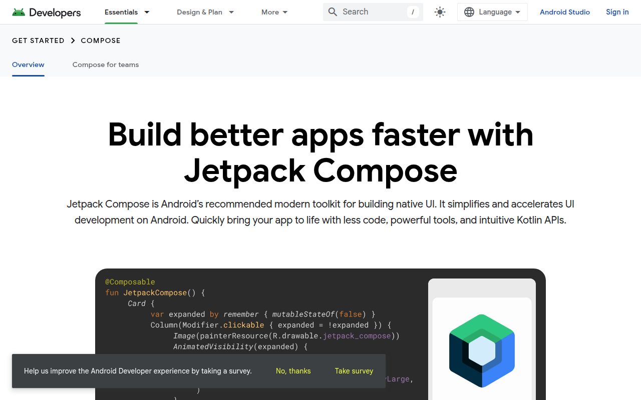 Screenshot of compose-samples (developer.android.com/jetpack/compose)