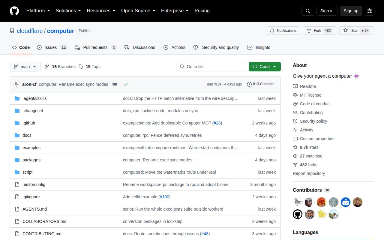 Screenshot of computer (github.com/cloudflare/computer)
