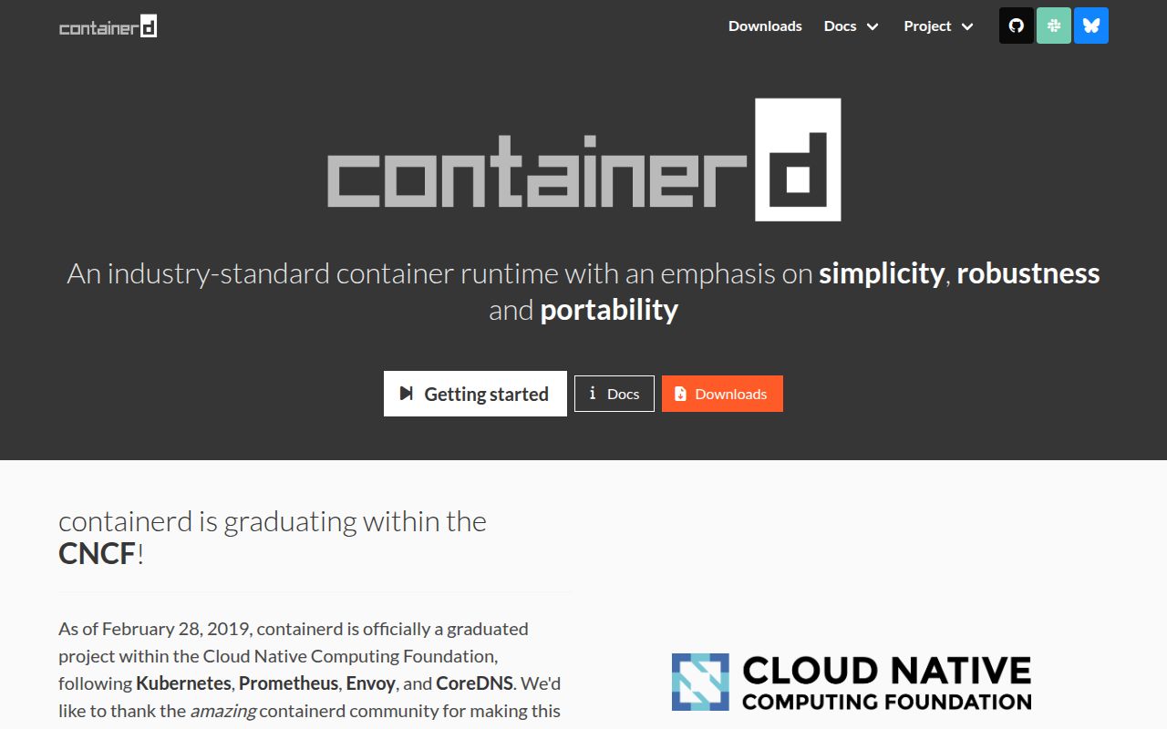 Screenshot of containerd (containerd.io)