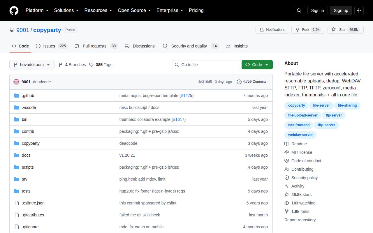 Screenshot of copyparty (github.com/9001/copyparty)