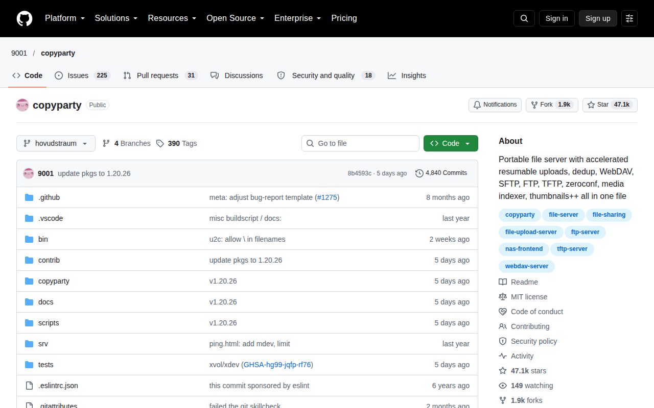 Screenshot of copyparty (github.com/9001/copyparty)