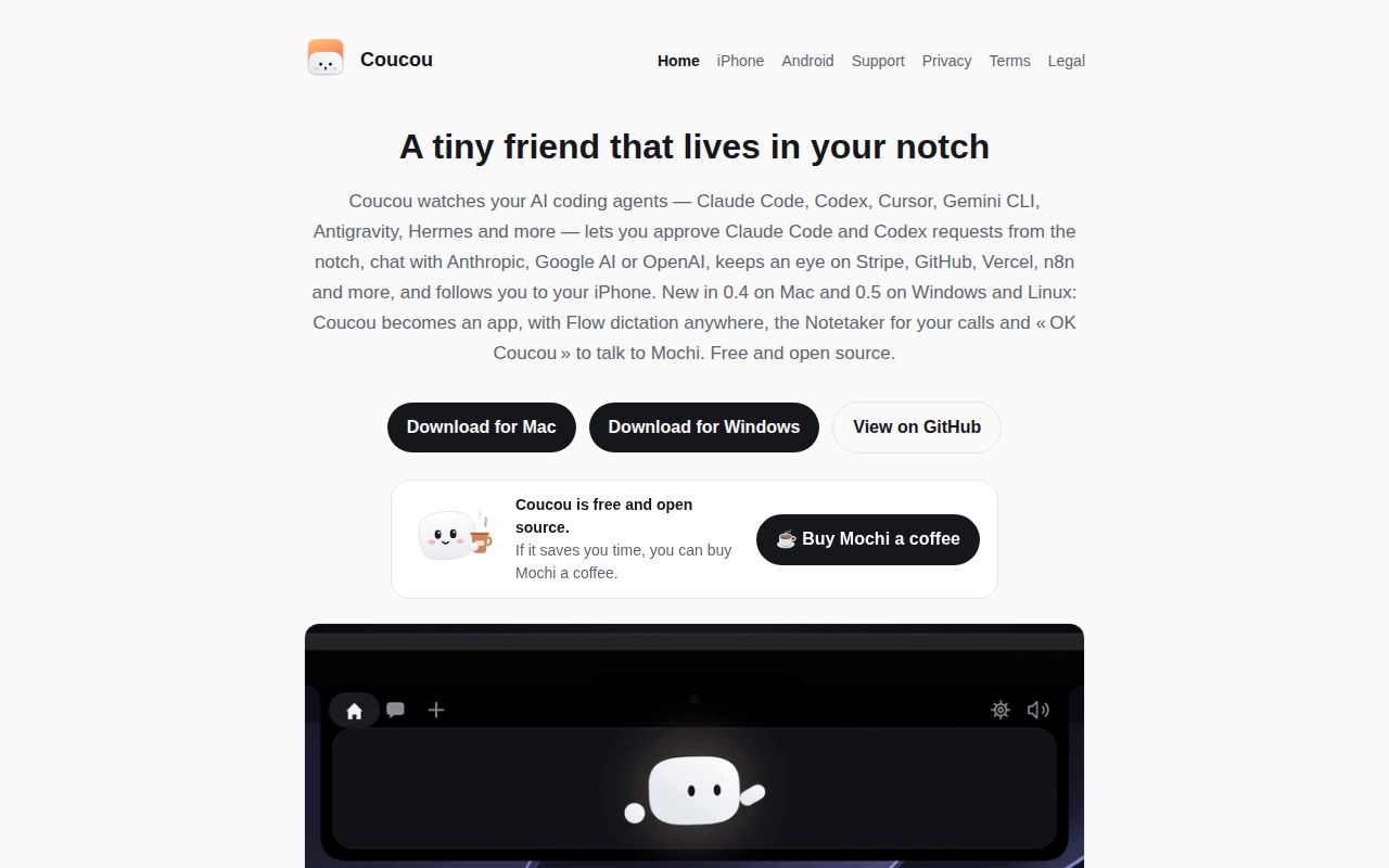 Screenshot of coucou (louis-cfm.github.io/coucou)