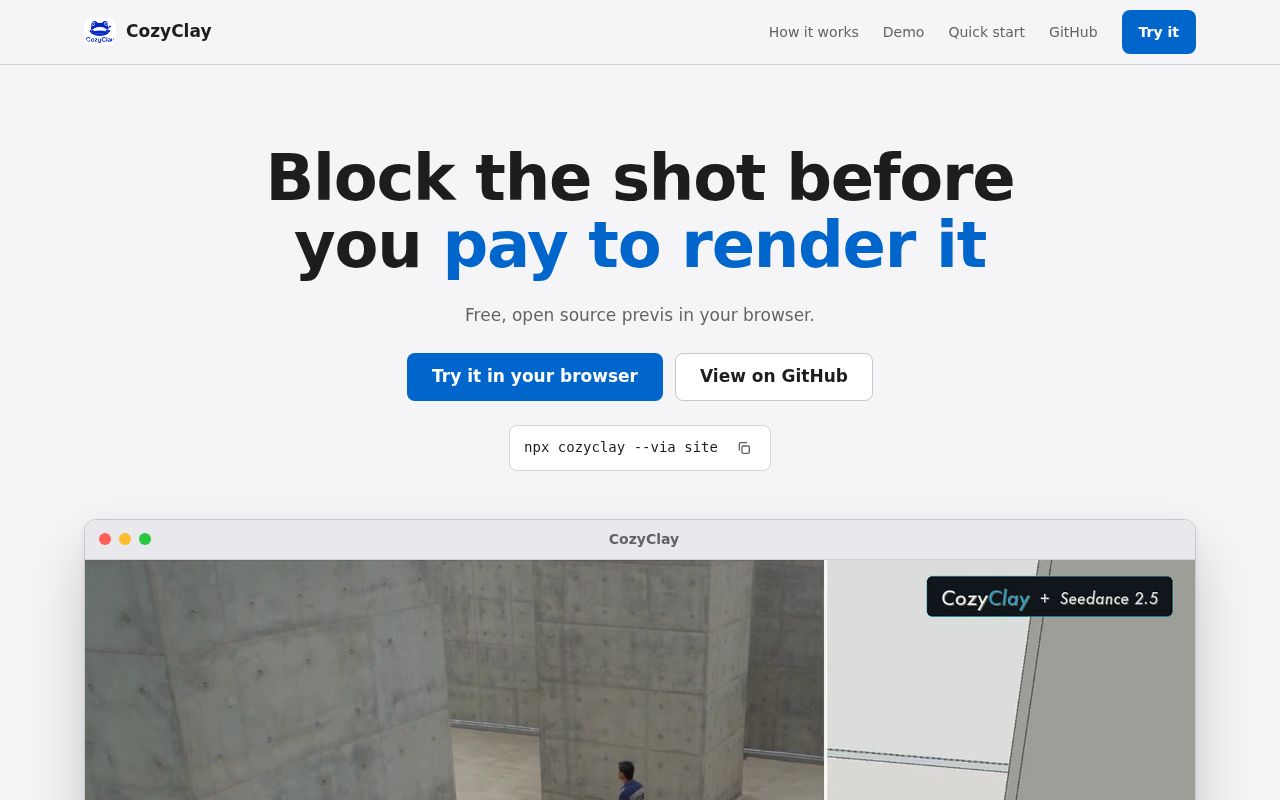 Screenshot of CozyClay (cozyclay.org)