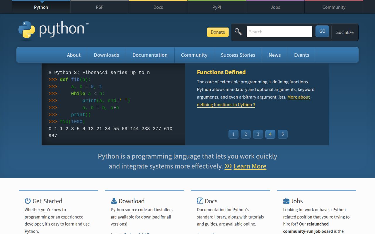 Screenshot of cpython (www.python.org)