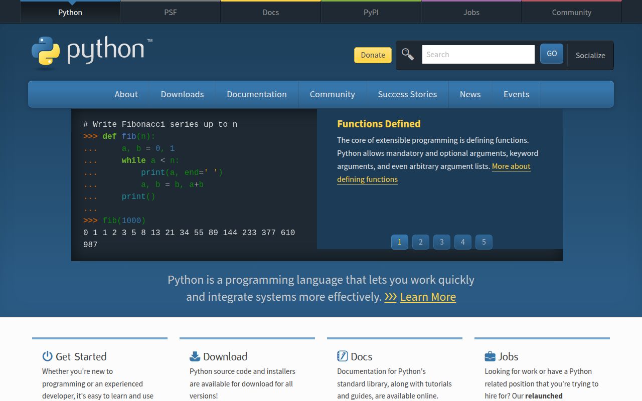 Screenshot of cpython (www.python.org)