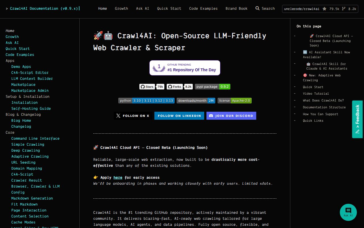 Screenshot of crawl4ai (crawl4ai.com)