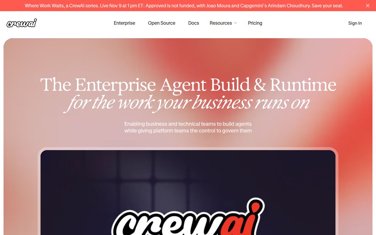 Screenshot of crewAI (crewai.com)