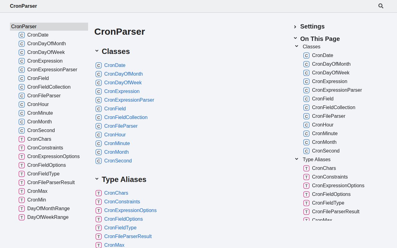 Screenshot of cron-parser documentation