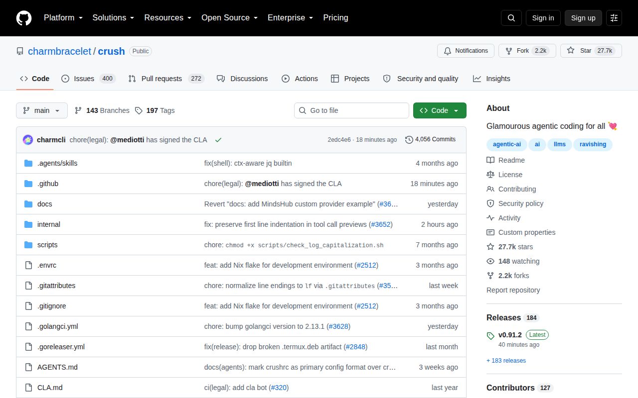 Screenshot of crush (github.com/charmbracelet/crush)