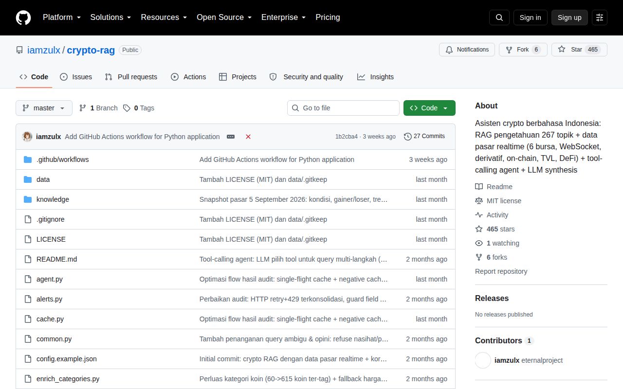 Screenshot of crypto-rag (github.com/iamzulx/crypto-rag)
