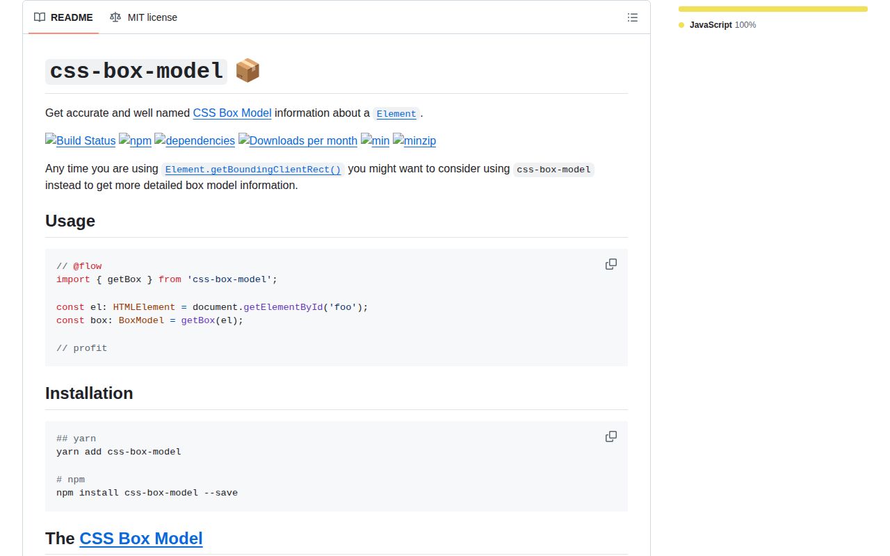 Screenshot of css-box-model documentation