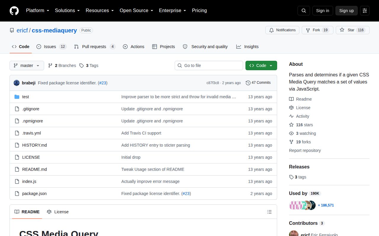 Screenshot of css-mediaquery documentation