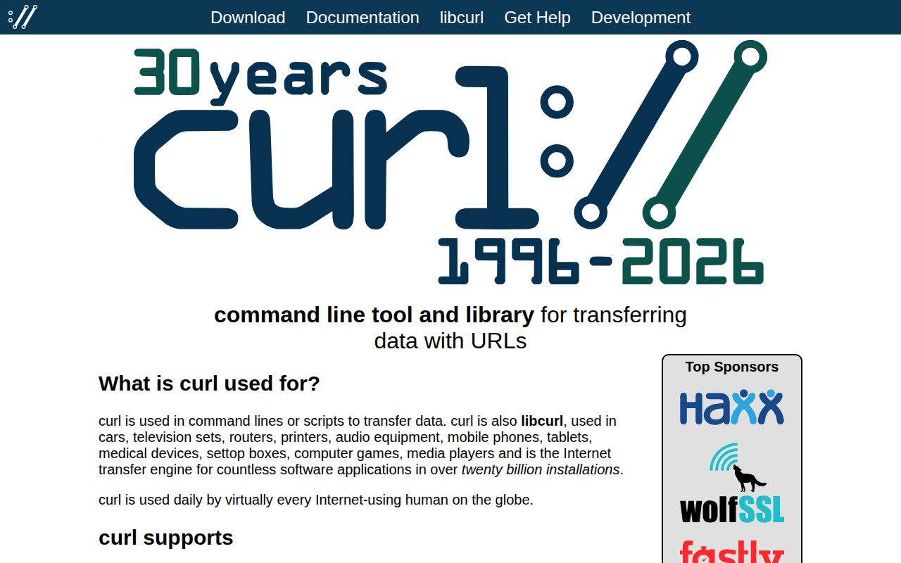 Screenshot of curl (curl.se)